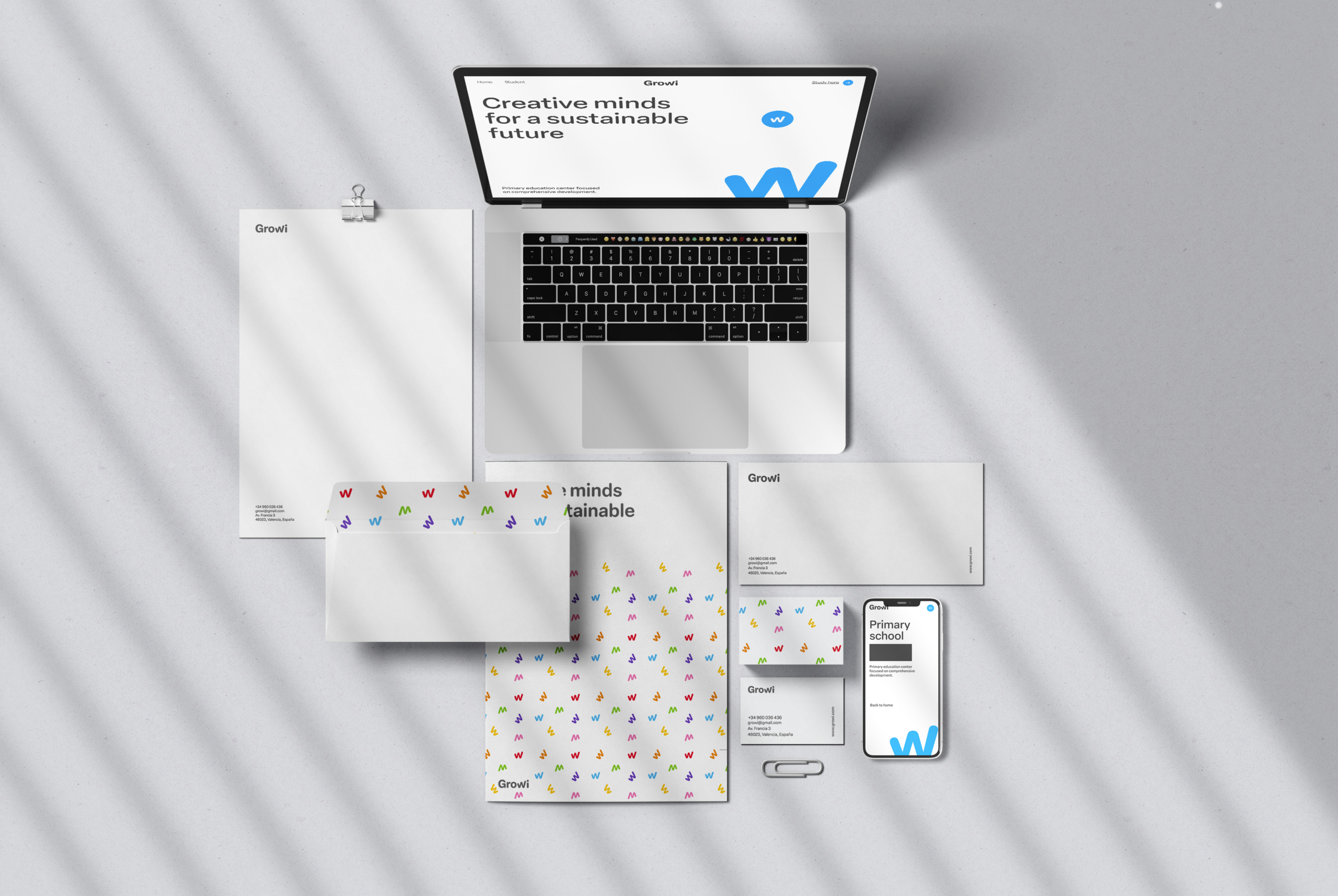 Mockup Identidad de marca Growi