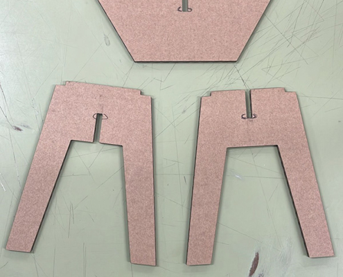 Prototipo de cartón con tamaño de fresa de 6 mm